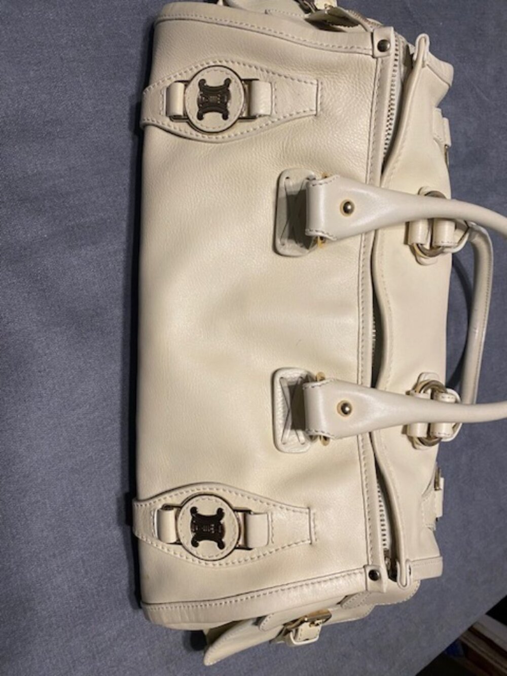 CELINE vintage sand calfskin large shoulder bag